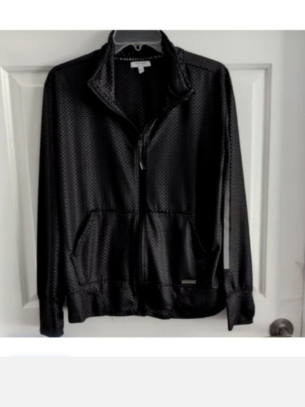 Nine West Active Black Perforated Zip Jacket